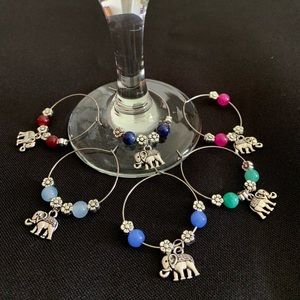 Elephant Wine Glass Charms, set of 6 Identifiers